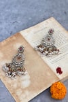 Shop_Prestones_Multi Color Stones, Rhinestones, Pearls Kundan Polki Embellished Danglers _at_Aza_Fashions