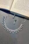 Buy_Prestones_Green Zari, Diamonds Zirconia Embellished Choker Set _at_Aza_Fashions