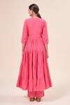 Shop_Samyukta Singhania_Pink Cotton, Chiffon Gota Patti V-neck Persian Butter Cup Anarkali Pant Set _at_Aza_Fashions