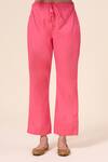 Buy_Samyukta Singhania_Pink Cotton, Chiffon Gota Patti V-neck Persian Butter Cup Anarkali Pant Set 