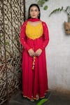 Pooja Kankariya_Fuchsia Chiffon Silk Embroidered Sequin Leaf And Zari Anarkali Churidar Set _at_Aza_Fashions