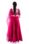Shop_Pooja Kankariya_Fuchsia Silk, Organza Sequins, Beads Sweetheart Embroidered Blouse Sharara Set _at_Aza_Fashions