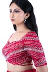 Pooja Kankariya_Fuchsia Silk, Organza Sequins, Beads Sweetheart Embroidered Blouse Sharara Set _Online_at_Aza_Fashions