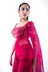 Pooja Kankariya_Fuchsia Silk, Organza Sequins, Beads Sweetheart Embroidered Blouse Sharara Set _at_Aza_Fashions