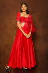 Buy_Pooja Kankariya_Red Silk, Organza Sequins, Beads, Cut Work, Tasseled Blouse Sharara Set _at_Aza_Fashions