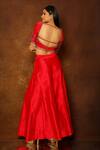 Shop_Pooja Kankariya_Red Silk, Organza Sequins, Beads, Cut Work, Tasseled Blouse Sharara Set _at_Aza_Fashions