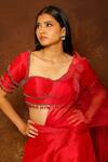 Buy_Pooja Kankariya_Red Silk, Organza Sequins, Beads, Cut Work, Tasseled Blouse Sharara Set _Online_at_Aza_Fashions