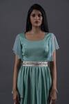 Buy_Pooja Kankariya_Green Crepe Silk Round Peplum Tunic Set With Embroidered Belt _Online_at_Aza_Fashions