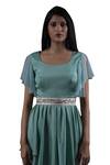 Shop_Pooja Kankariya_Green Crepe Silk Round Peplum Tunic Set With Embroidered Belt _Online_at_Aza_Fashions