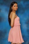 Buy_Pooja Kankariya_Pink Chiffon Sweetheart Flared Short Dress _Online_at_Aza_Fashions