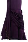 Buy_Pooja Kankariya_Purple Organza, Chiffon Sequins V-neck Pre-draped Saree With Embroidered Blouse 