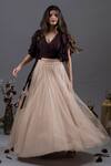 Buy Pooja Kankariya Wine Modal, Tulle Tassels V-neck Wrap Around Top And Skirt Set at Aza Fashions Buy_Pooja Kankariya_Wine Modal, Tulle Tassels V-neck Wrap Around Top And Skirt Set _at_Aza_Fashions