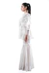 Pooja Kankariya_Off White Silk Organza Ruffled V Neck Bay Salt Kurta With Gharara _at_Aza_Fashions
