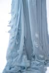 Pooja Kankariya_Blue Silk Embroidery Thread Work V Florence Accordion Pleated Gown With Dupatta _Online_at_Aza_Fashions