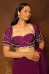 Buy_Pooja Kankariya_Purple Silk, Georgette Cut Work, Sequins, Beads, Layered Shackle Lehenga Set _Online_at_Aza_Fashions