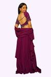 Buy_Pooja Kankariya_Purple Silk, Georgette Cut Work, Sequins, Beads, Layered Shackle Lehenga Set 
