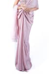 Shop_Pooja Kankariya_Pink Organza, Tulle, Crepe Solid Pre-draped Saree Embellished Bustier Set _Online_at_Aza_Fashions
