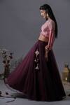 Pooja Kankariya_Purple Crepe Silk Embellished Pearl Round Solid Lehenga With Blouse _Online_at_Aza_Fashions