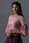 Buy_Pooja Kankariya_Purple Crepe Silk Embellished Pearl Round Solid Lehenga With Blouse _Online_at_Aza_Fashions