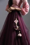 Shop_Pooja Kankariya_Purple Crepe Silk Embellished Pearl Round Solid Lehenga With Blouse _Online_at_Aza_Fashions
