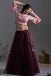 Buy_Pooja Kankariya_Purple Crepe Silk Embellished Pearl Round Solid Lehenga With Blouse _at_Aza_Fashions