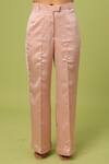 Buy_Pooja Kankariya_Pink Crepe Satin Embellished Pearl Blazer Lapel Collar Solid Trouser Set 