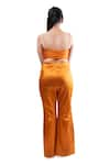 Shop_Pooja Kankariya_Orange Organza Solid Sweetheart Pleated Bustier With Pant _at_Aza_Fashions