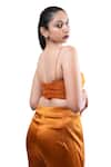 Buy_Pooja Kankariya_Orange Organza Solid Sweetheart Pleated Bustier With Pant _Online