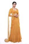 Shop_Pooja Kankariya_Yellow Silk Embroidered Sequin Sweetheart Tiered Solid Lehenga Set With Blouse _Online_at_Aza_Fashions