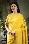 Buy_Pooja Kankariya_Yellow Crepe Embroidered Zardozi Round Saree Set 