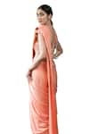 Buy_Pooja Kankariya_Peach Chiffon Embellished Crystal Cutwork Border Saree With Blouse _Online_at_Aza_Fashions