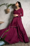 Shop_Pooja Kankariya_Purple Chiffon Embellished Bead V Neck Kurta Set _at_Aza_Fashions