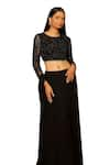 Shop_Pooja Kankariya_Black Georgette Embellished Sitara Round Ruffle Lehenga Blouse Set _at_Aza_Fashions