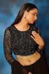 Pooja Kankariya_Black Georgette Embellished Sitara Round Ruffle Lehenga Blouse Set _Online