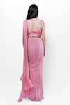 Shop_Pooja Kankariya_Pink Chiffon Embellished Thread Pre-draped Concept Skirt Saree With Blouse _at_Aza_Fashions