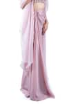 Buy_Pooja Kankariya_Pink Tulle Embroidery Pearl Cape Open Feather Skirt Set 