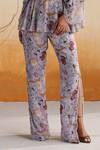 Buy_Seema Thukral_Purple Georgette Embellished Zari Viola Floral Print Draped Top With Slit Pant _Online_at_Aza_Fashions