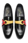 Shop_NIDHI BHANDARI_Black Colourblock Strap Moccasins _at_Aza_Fashions