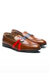 Buy_NIDHI BHANDARI_Brown Colourblock Contrast Strap Moccasins _at_Aza_Fashions