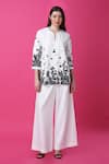 Manish Nagdeo_White Luxury Crepe Print Floral Notched Radiance Top With Pant _Online_at_Aza_Fashions