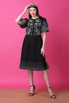 Buy_Manish Nagdeo_Black Luxury Crepe Embroidery Floral Day Dream Dress For Kids_at_Aza_Fashions