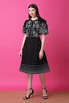 Shop_Manish Nagdeo_Black Luxury Crepe Embroidery Floral Day Dream Dress For Kids_Online_at_Aza_Fashions