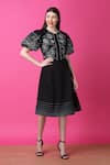 Buy_Manish Nagdeo_Black Luxury Crepe Embroidery Floral Day Dream Dress For Kids