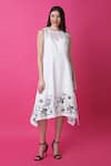 Buy_Manish Nagdeo_White Luxury Crepe Print Floral Round Assymetric Cloud Dance Dress _at_Aza_Fashions