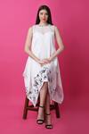 Buy_Manish Nagdeo_White Luxury Crepe Print Floral Round Assymetric Cloud Dance Dress _Online_at_Aza_Fashions