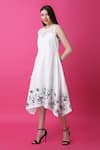 Buy_Manish Nagdeo_White Luxury Crepe Print Floral Round Assymetric Cloud Dance Dress 