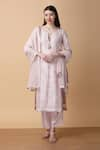 Buy_Manish Nagdeo_Pink Kurta And Palazzo Art Silk Embroidery Sequin Scoop Gota & Set _at_Aza_Fashions