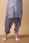 Manish Nagdeo_Purple Kurta Bamboo Muslin Embroidery Floral Scoop And Dhoti Set _Online