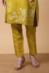 Manish Nagdeo_Yellow Kurta Linen Satin Embroidery Floral Round Dori And Pant Set _at_Aza_Fashions