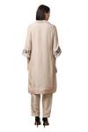 Manish Nagdeo_Beige Kurta Bamboo Muslin Embroidery Floral Collar With Pant _Online